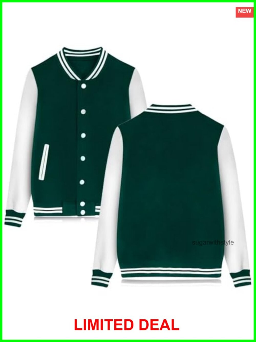 Unisex Varsity Baseball Bomber Jacket Snap Button Letterman Streetwear
